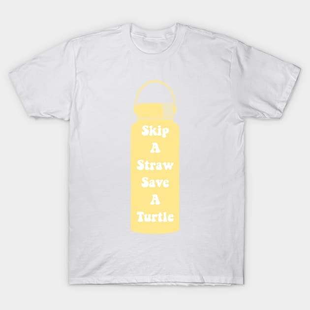 Skip a Straw Save A Turtle Pale Yellow VSCO Girl Water Flask Sticker Shirt Gifts T-Shirt by gillys